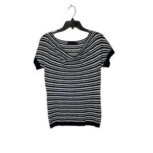 The Limited T-Shirt Top Size Medium Navy White Striped Acrylic Rayon Nylon Women